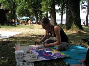 Účastníci workshopů na pláži Ostende