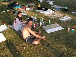 Účastníci workshopů na pláži Ostende