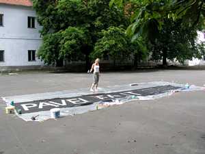 Příprava propagace - malování plachty