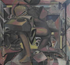 Výstava na Radikále 2.3.2005, Pavel Štych: olej, dřevo, 126x116,5cm